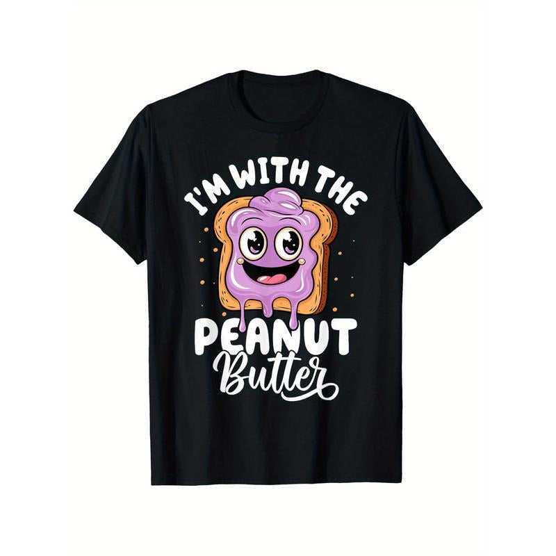 Peanut Butter & Jelly Foodie Friendship T-Shirt, 100% Cotton, Casual Crew Neck, Short Sleeve, Regular Fit, with Printed...