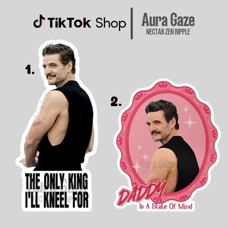 Pedro Pascal Sticker - The Only King I'll Kneel For, Daddy Is State Of Mind, Celebrity Vinyl Decal for Laptops, Water...
