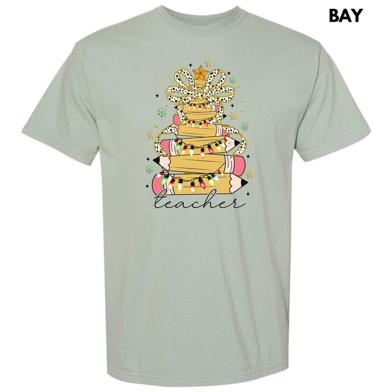 Pencil Teacher Tree Comfort Colors T-Shirt 'NLB' Hoodie, Sweatshirt | GrindPrints.com