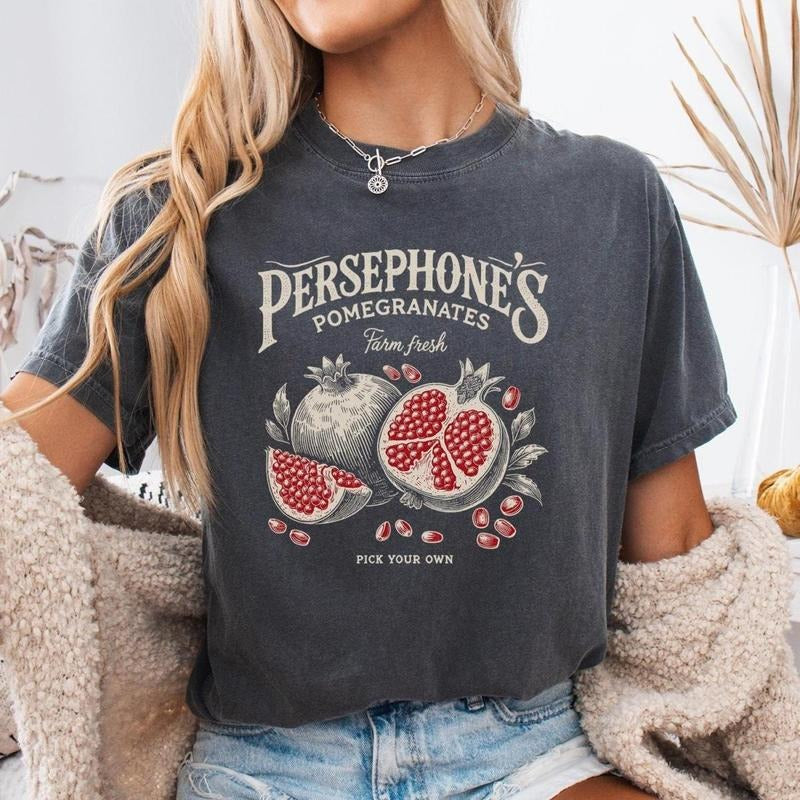 Persephone's Pomegranate Shirt, Persephone Greek Mythology Tee, Dark Academia Tshirt Booktok Merch, Bookish Gift Booknerd...