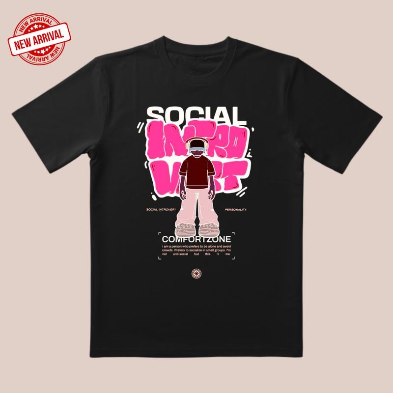 'Socially Friendly' Tee |   3D Cut & Soft Glow Texture |   Comfort Zone Style for Home/Date/Personal Expression Hoodie,...