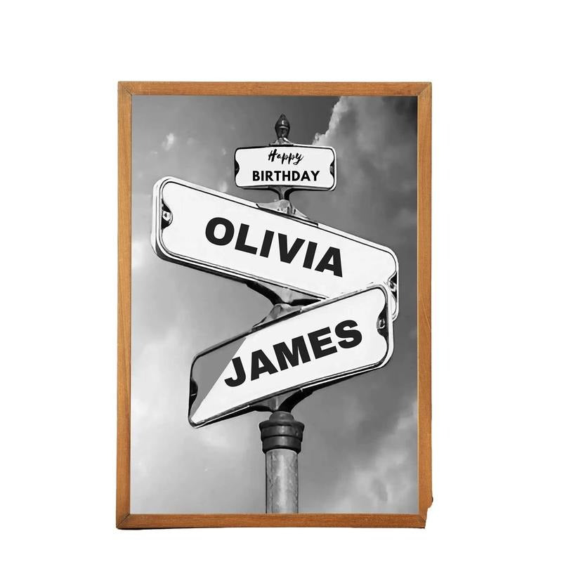 Personalized Couple Name Street Sign Poster, Vintage Street Sign, Perfect Newlywed Gift, Gifts For FiancÉ Fiancee, Poster...