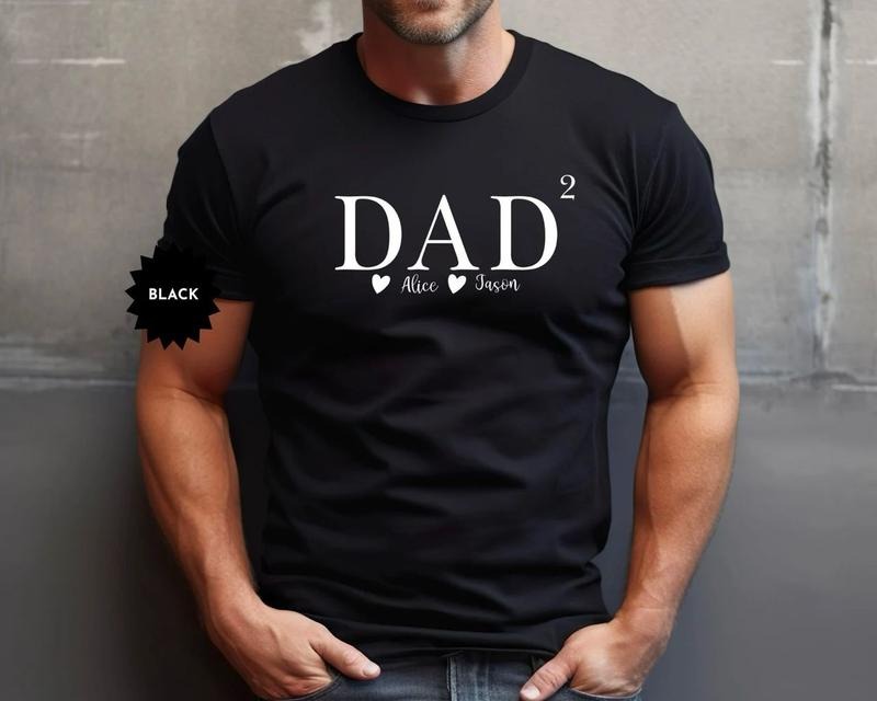 Personalized Dad 2 Shirt, Custom Dad Twin T-Shirt with Names, Dad of 2 Kids Sweatshirt, Fathers Day Shirt, Pregnancy...
