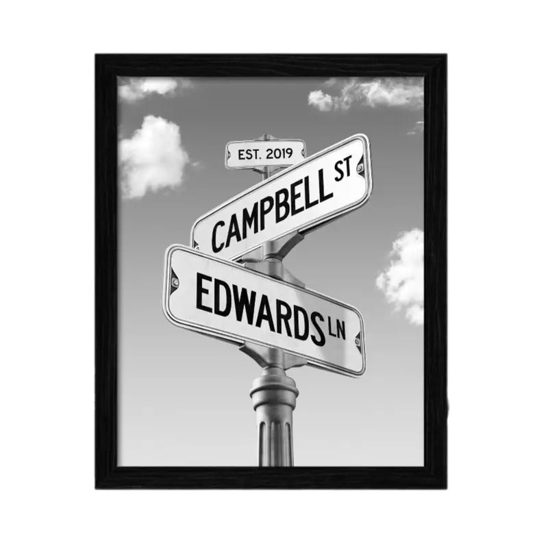 Personalized Engagement Poster, Street Sign Last Names Art, Gifts For Couple Art, Gifts For Wife Husband, Poster Prints...