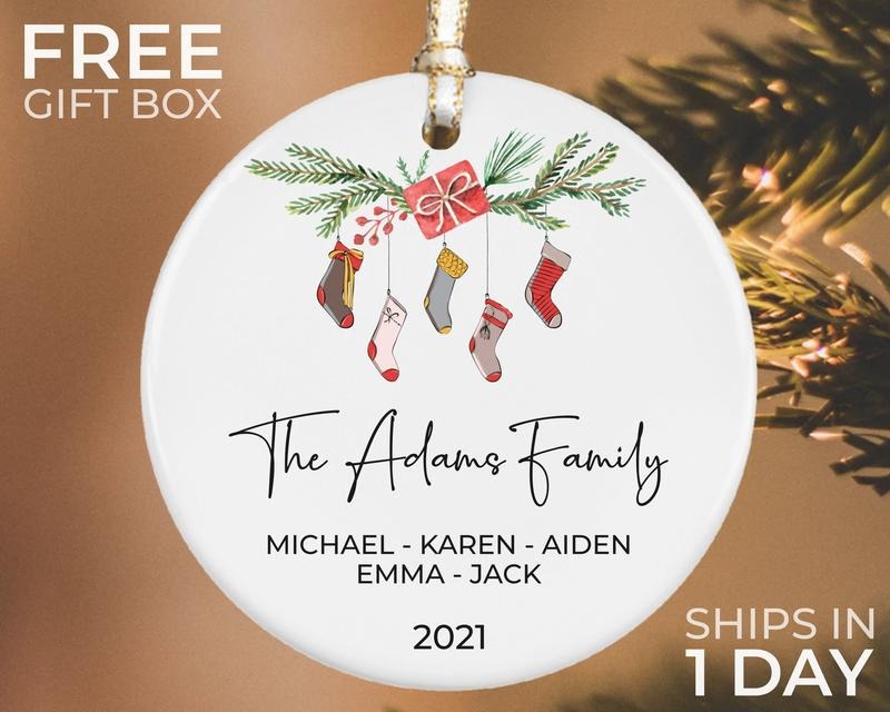Personalized Family Christmas Ornament, Family Christmas Keepsake, Family Christmas Gift, Christmas Ceramic Ornament,...