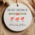 Personalized First Christmas As Family of 3 Ornament - Acrylic Ribbon Decoration T-Shirts, Hoodie, Sweatshirt