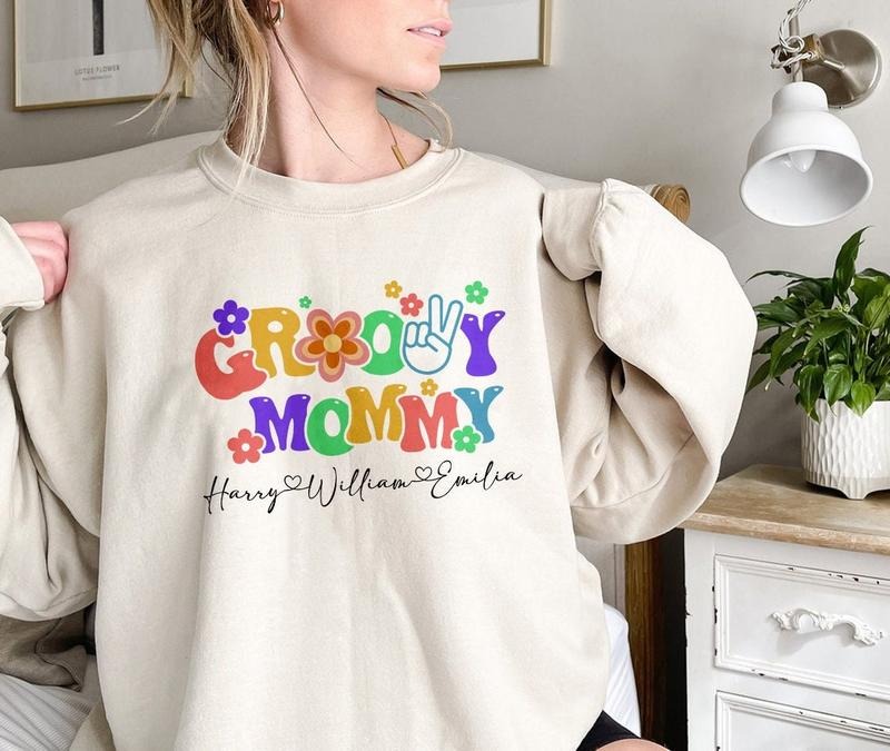 Personalized Groovy Mommy Shirt, Retro Shirt Best Price Hoodie, Sweatshirt | GrindPrints.com