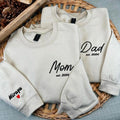 Personalized Mama Dad Embroidered Sweatshirt With Names On Sleeve, Custom Matching Family Embroidery Hoodie, Mothers Day...