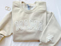 Personalized Mama Sweatshirt DRG With Names on Sleeve, Mama Puff Print, Embrossed Mama Sweatshirt DRG, Minimalist Cool...