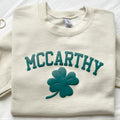 Personalized Name St Patrick's Day Puff Print Sweatshirt, Custom Shamrock Last Name Sweater, Four Leaf Clover Sweatshirt,...