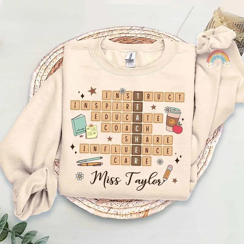 Personalized Teacher Shirt Crossword Puzzle Shirt, Teacher Life Back To School, Teacher Appreciation Gift I8LG4 Hoodie,...