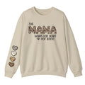 Personalized This Mama Wears Her Heart on Her Sleeve Sweatshirt, Leopard Cheetah Mama Heart Custom Kids Names Sweatshirt,...
