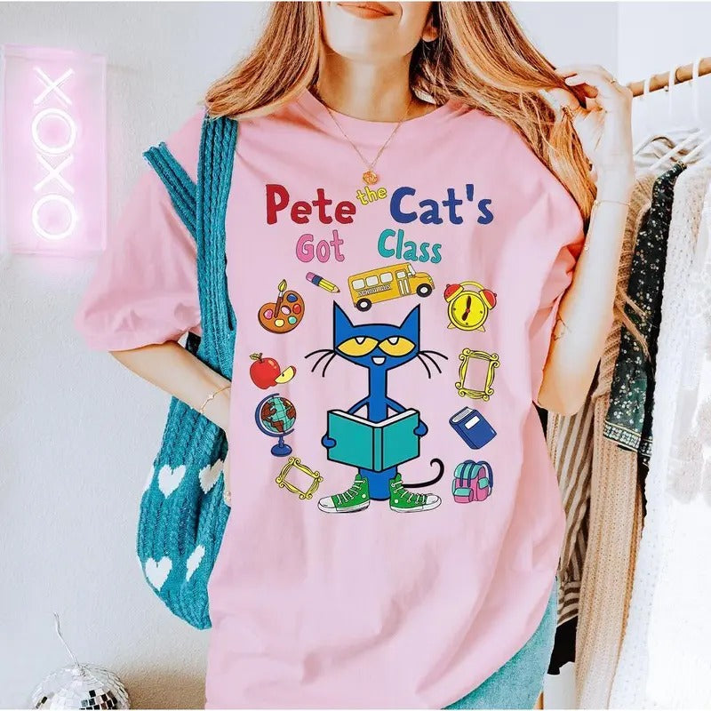 Pet.e The Cat Got Class Shirt, Pet.e The Cat Teacher School T-shirt, The Cool Cat, Children's Book, Cute Groovy Cat...