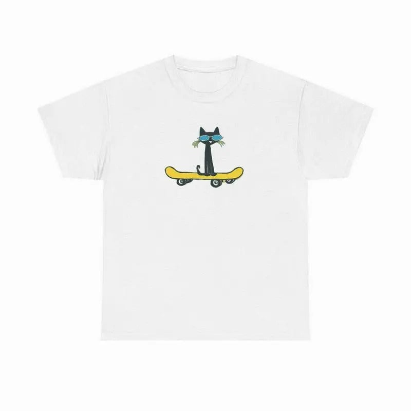 Pete The Cat On Skateboard T-Shirt Cotton Tshirt, Uniex Cotton Shirt Hoodie, Sweatshirt | GrindPrints.com