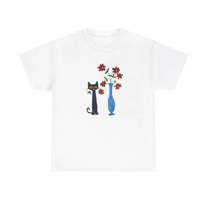 Pete the Cat Floral Shirt, Cute Cat Graphic Tee, Casual Art T-Shirt Hoodie, Sweatshirt | GrindPrints.com