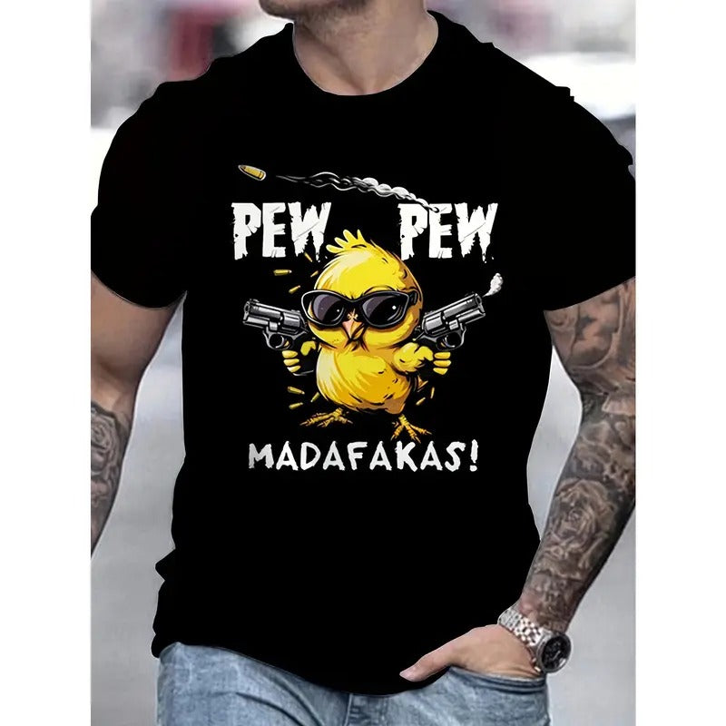 Pew Pew Madafakas Print 100% Cotton Short Sleeve 2024 Crew Neck Print Made Usa T-Shirts, Hoodie, Sweatshirt