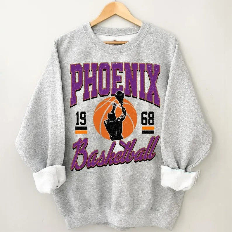 Phoenix Basketball Graphic Shirts, Retro 90s Basketball Sweatshirt, Game Day Sweatshirt Hoodie | GrindPrints.com