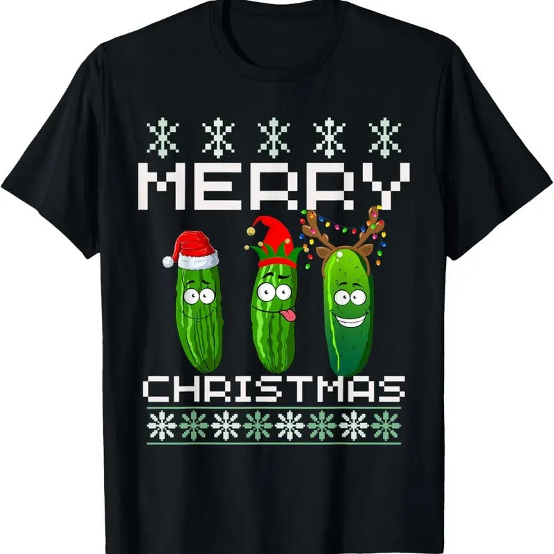 Pickle Lover Xmas Lighting Santa Ugly Pickle Christmas T-Shirt Hoodie, Sweatshirt | GrindPrints.com