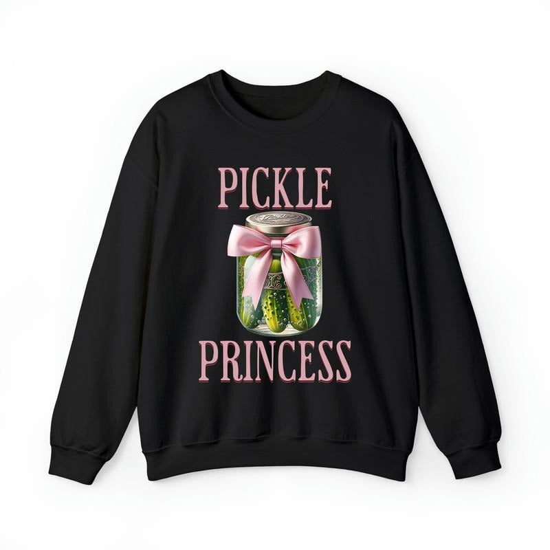 Pickle Princess Sweatshirt Trendy Coquette Pink Bow Crewneck Cute Girly Gift For Her, coquette bow, pickle sweatshirt,...