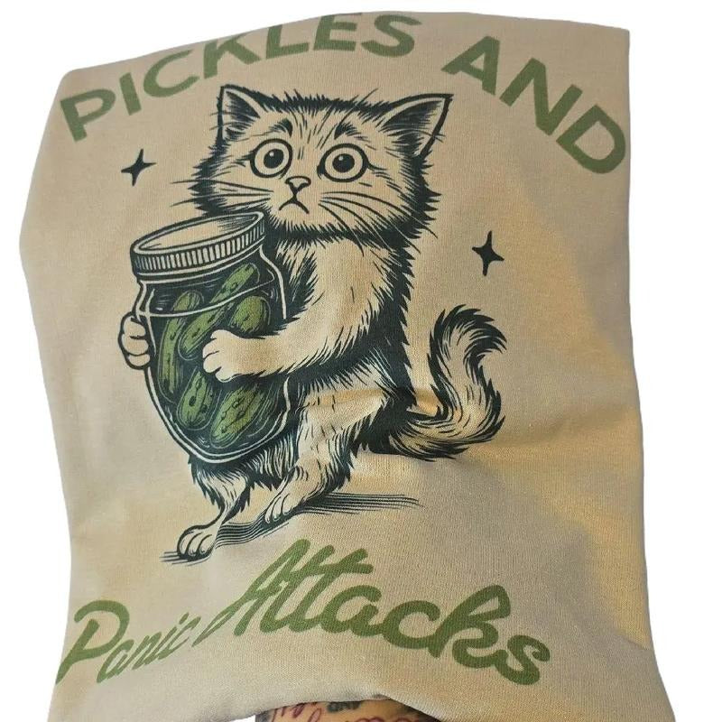 Pickles and Panic Attacks - Funny Cat Graphic Tee Hoodie, Sweatshirt | GrindPrints.com
