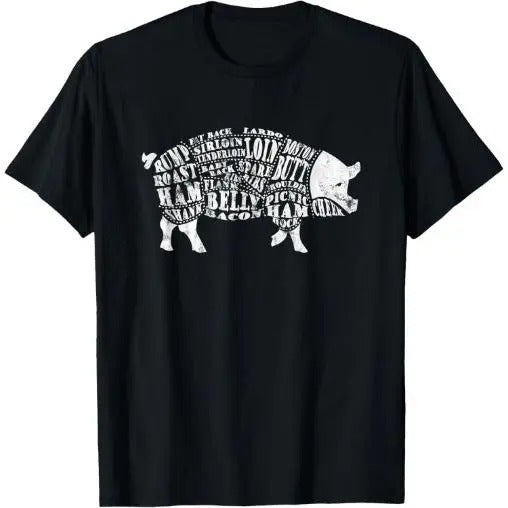 Pig Cuts Barbecue and Grilling T-shirt T-Shirt Made in USA Hoodie, Sweatshirt | GrindPrints.com