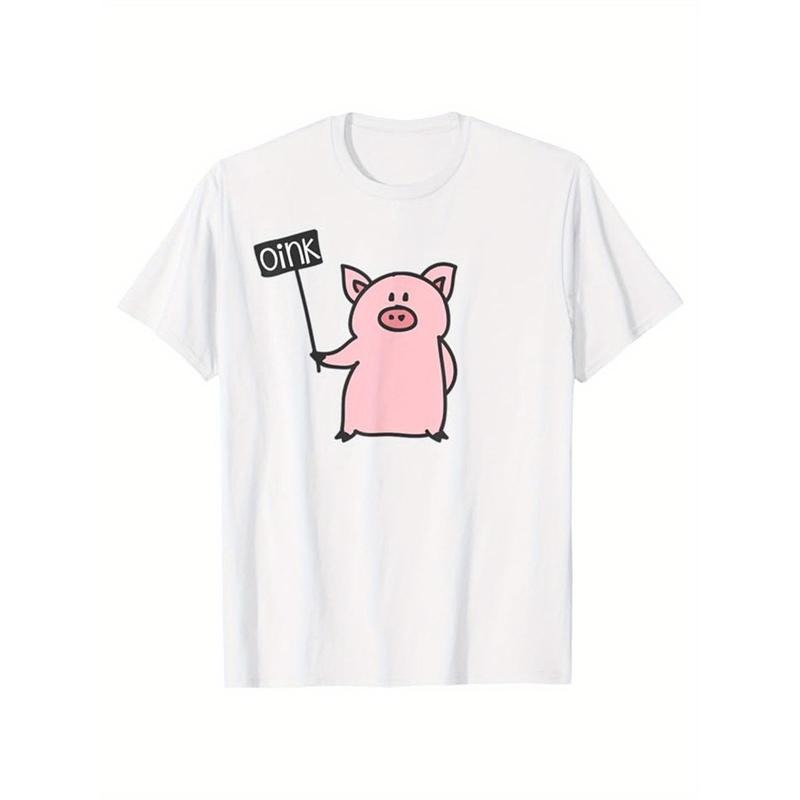 Pig Print Cotton Outdoor Clothes Casual Short Sleeve Crew Neck Tops Made Usa T-Shirts, Hoodie, Sweatshirt