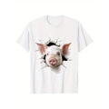 Pig Print, Men's Cotton T-shirt, Graphic Tee Men's Outdoor Clothes, Men's Clothing, Casual Short Sleeve Crew Neck...