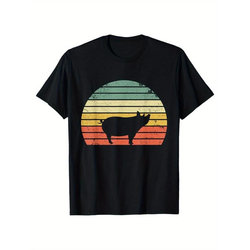 Pig Print Cotton Outdoor Clothes Casual Short Sleeve Crew Neck Tops Made Usastyle{N002}2 T-Shirts, Hoodie, Sweatshirt