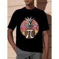 Pineapple Pi Print T Shirt, Tees For Men, Casual Short Sleeve T-shirt For Summer made in usa Hoodie, Sweatshirt