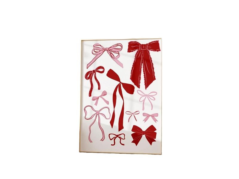 Pink And Red Bow Coquette Ribbon Coastal Cowgirl Decor, Preppy Aesthetic Balletcore Trendy Romantic Cottagecore Dorm...