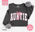 Pink Auntie Bow Comfort Colors Sweatshirt, Women's Crewneck, Cute Women's Sweater T-Shirts, Hoodie | GrindPrints.com