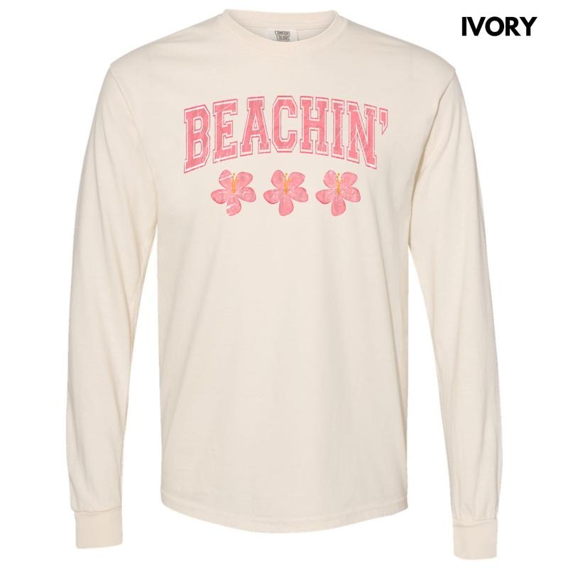 Pink Beachin' Long Sleeve Comfort Colors T-Shirt Hoodie, Sweatshirt | GrindPrints.com