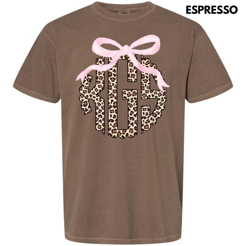 Pink Bow Cheetah Monogram Comfort Colors T-Shirt 'NLB' Hoodie, Sweatshirt | GrindPrints.com