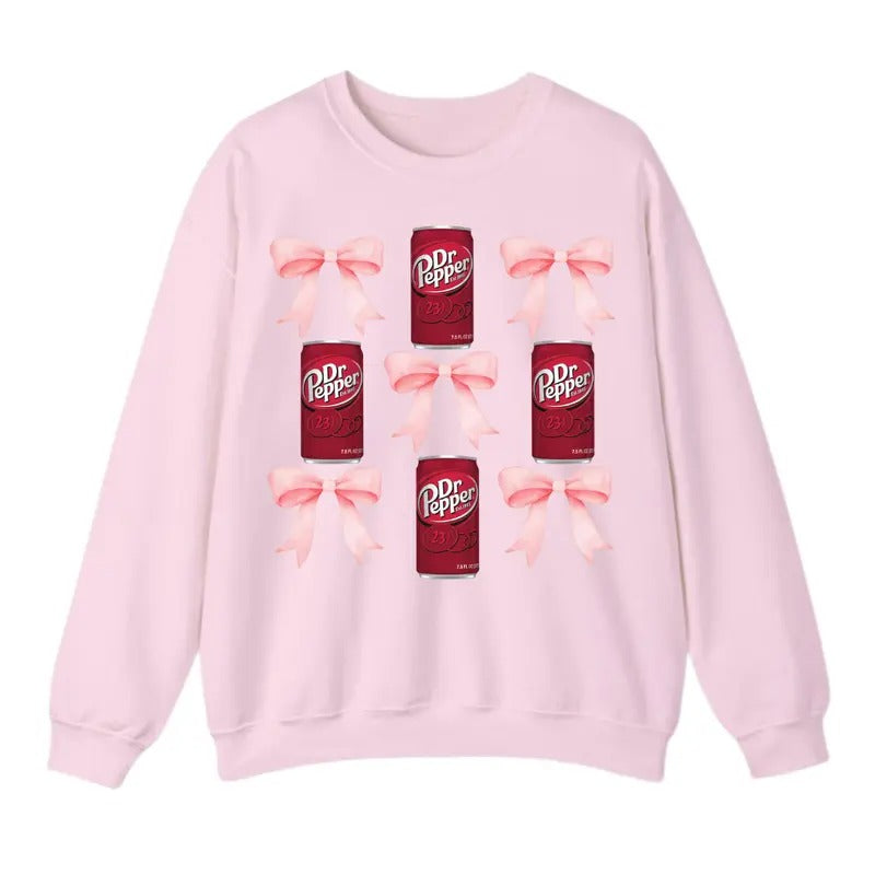 Pink Bow Coquette Dr. Pepper Sweatshirt T-Shirt, Cute Pink Soda Drink Sweatshirt, Trendy Shirt Hoodie | GrindPrints.com