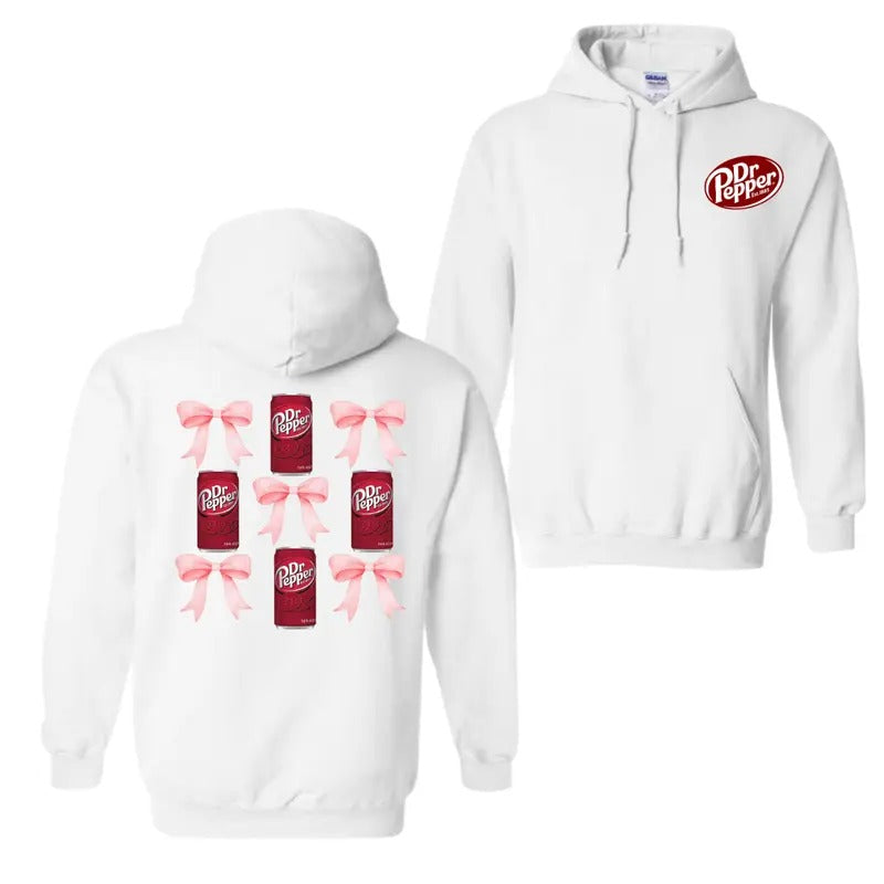 Pink Bow Coquette Dr. Pepper Hoodie T-Shirt, Unisex Shirt Fabric Menswear Fabric Menswear Sweatshirt | GrindPrints.com