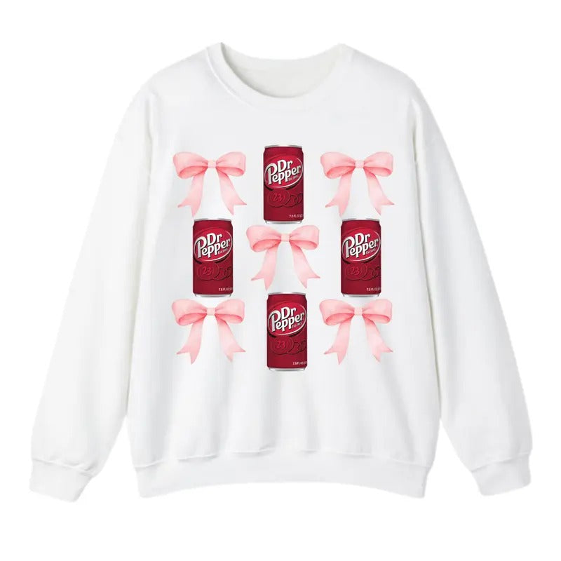 Pink Bow Coquette Dr. Pepper Sweatshirt, Cute Pink Soda Drink Sweatshirt, Unisex Shirt Hoodie | GrindPrints.com