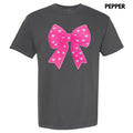 Pink Bow Heart Sequin Patch Comfort Colors T-Shirt Hoodie, Sweatshirt | GrindPrints.com