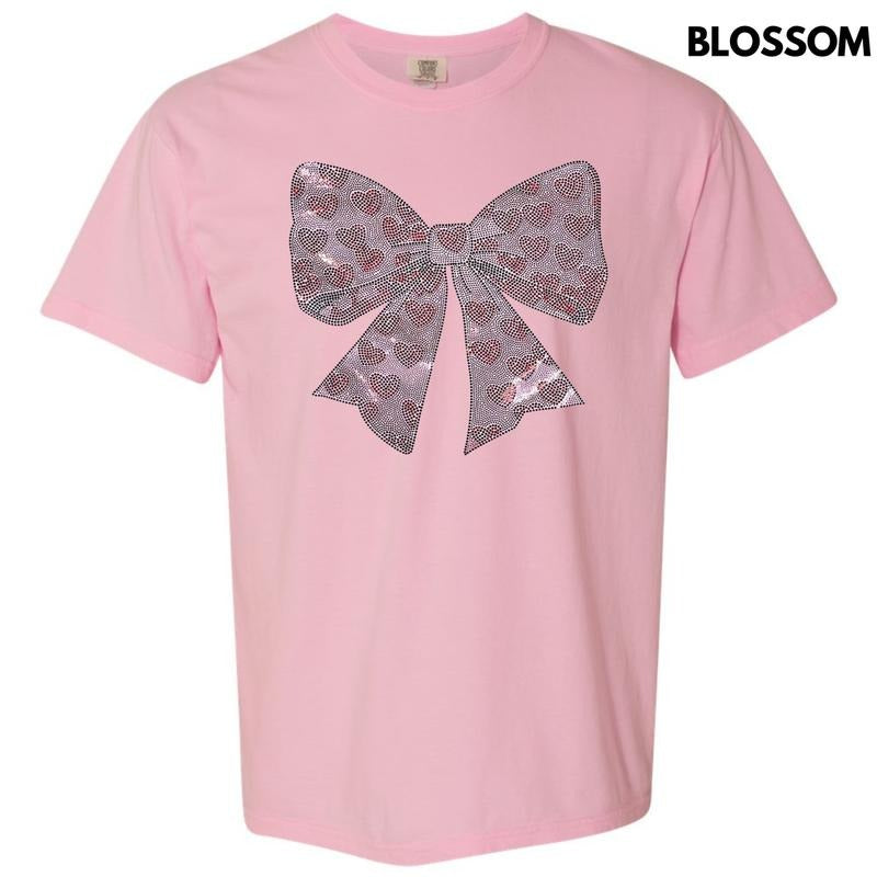Pink Bow With Hearts SPANGLE Comfort Colors T-Shirt Hoodie, Sweatshirt | GrindPrints.com