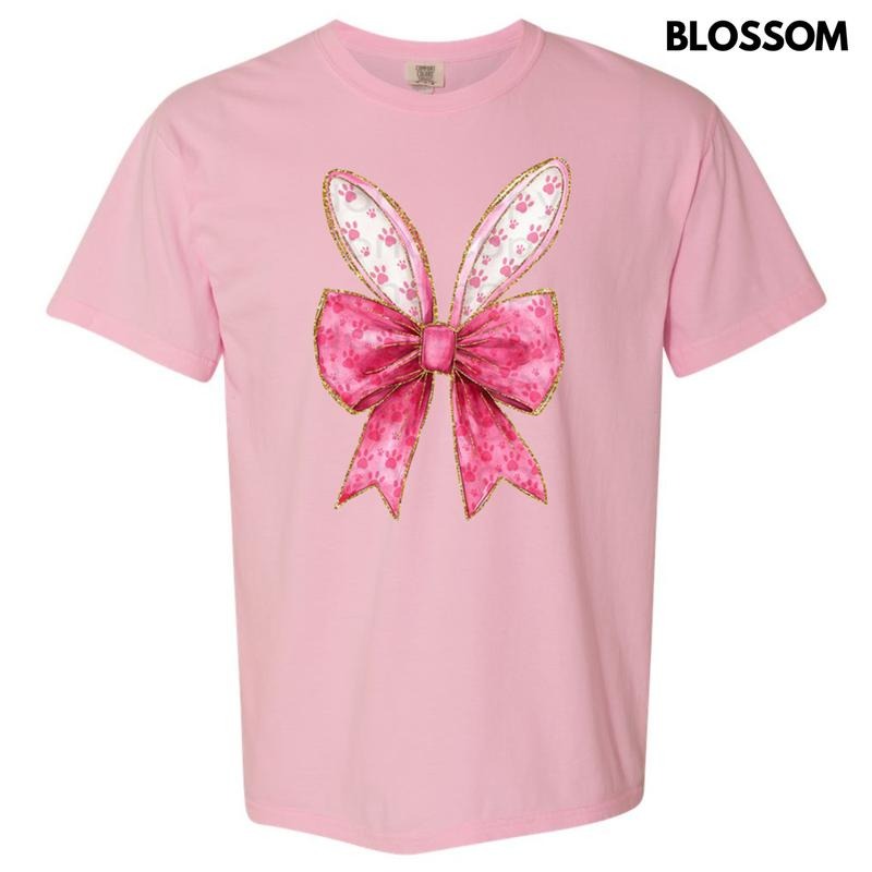 Pink Bunny Ear Bow Comfort Colors T-Shirt Hoodie, Sweatshirt | GrindPrints.com