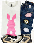 Pink Bunny Sequin Patch Sweatshirt -- WHITE T-Shirts, Hoodie | GrindPrints.com