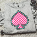 Pink Checkered Spade Sweatshirt, vintage crewneck sweatshirts, western outfit women, cowgirl outfits, western clothing...