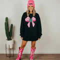 Pink Checkered Turquoise Bow Sweatshirt, vintage crewneck sweatshirts, western outfit women, cowgirl outfits, western...