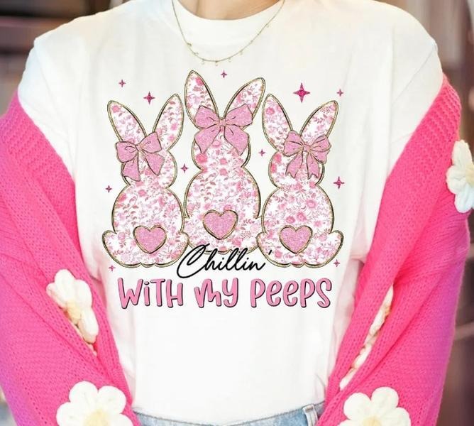 Pink Chillin with my Peeps DTF Transfers - THIS IS NOT A SHIRT Hoodie, Sweatshirt | GrindPrints.com
