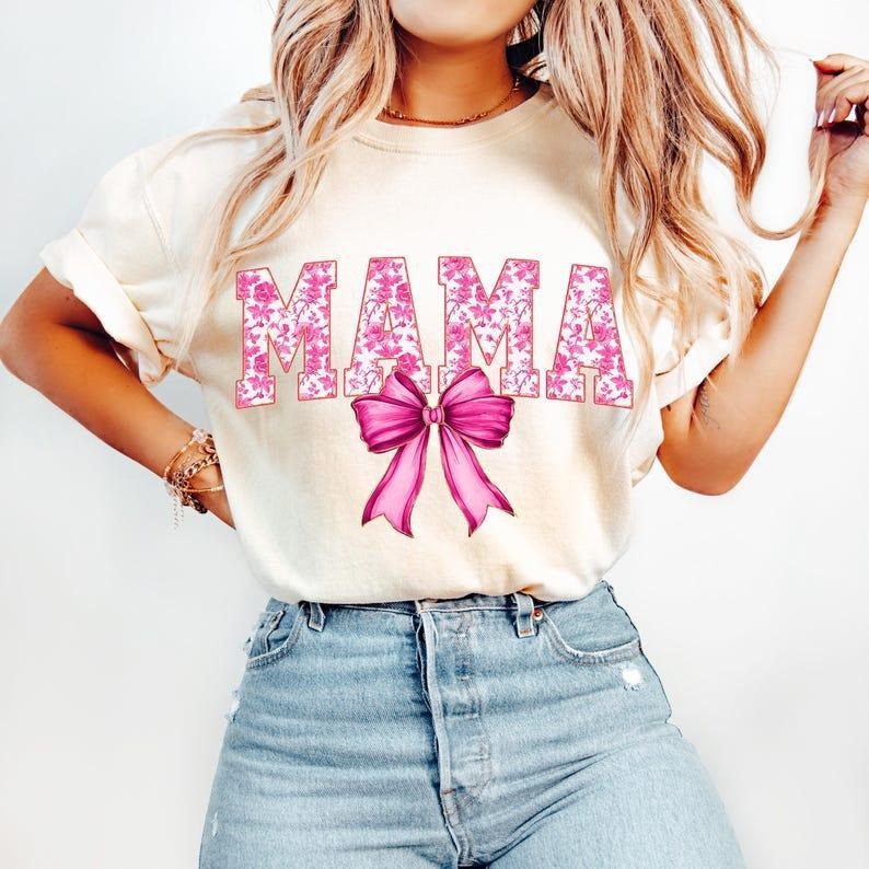 Pink Chinoiserie Mama Coquette Mama Floral Mama Varsity Mom Mama Bow Mama Shirt T-Shirts, Hoodie, Sweatshirt