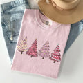 Pink Christmas Trees, Winter, Snow, Santa Tshirt, Christmas Comfort Colors Tshirt, Women's Graphic Tee, Xmas, Santa,...