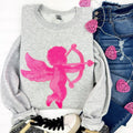 Pink Cupid Sequin Patch Sweatshirt -- ASH GREY T-Shirts, Hoodie | GrindPrints.com