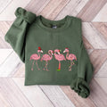 Pink Flamingo Christmas Shirt, Christmas Sweatshirt, Gift For Xmas, Santa Flamingos Gift Shirt Classic Collar Cotton...