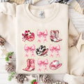 Pink Girls Western Boots Bows and Cowboy Hats Sweatshirt, Cute Cowgirls Rodeo Country Girl Western Tee Hoodie