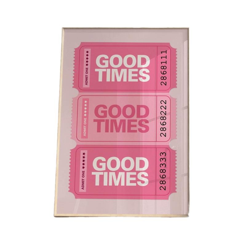 Pink Good Times Ticket Poster, Typography Wall Art Print, Retro Concert Decor, Gifts For Her Women Bedroom Wall Decor,...