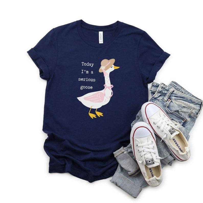 Pink Goose Today I'm A Serious Goose Silly Goose shirt, Duck Shirt For Women, Funny gift for her Mother's Day Tshirt...